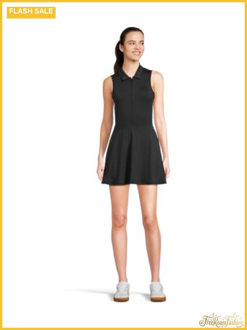 TravisMathew Moveknit Zip Tennis Dress Sleeveless A-Line Nylon Blend